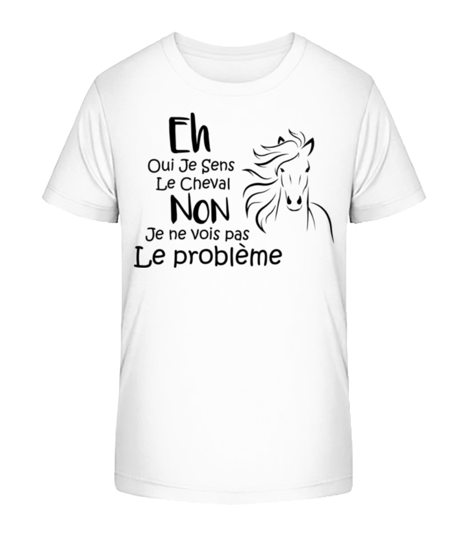 Aperçu: Oui Je Sens Le Cheval - T-shirt bio Enfant Stanley Stella 2.0 - Blanc - Devant
