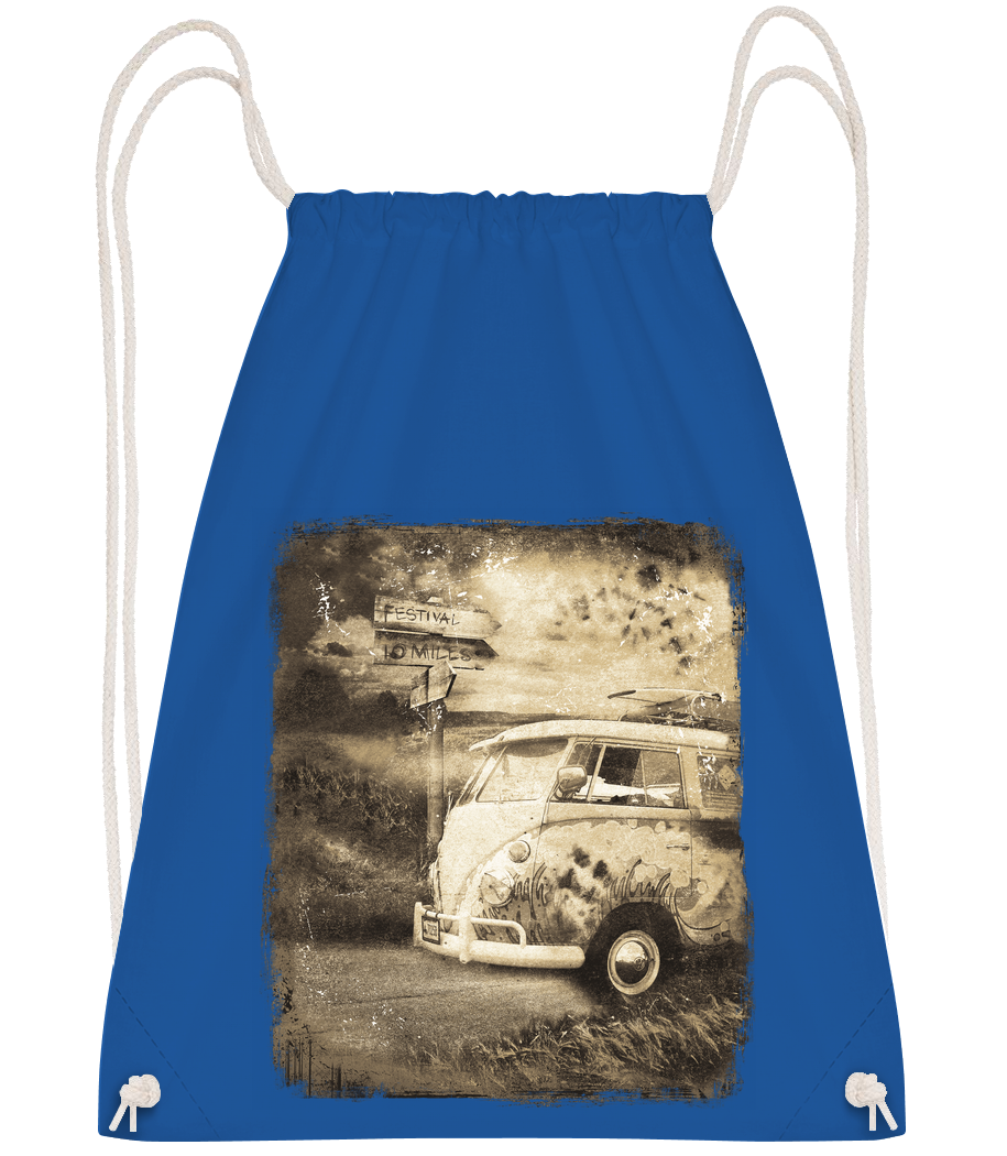 Festival Bus - Sac à dos Drawstring - Bleu royal - Vorn