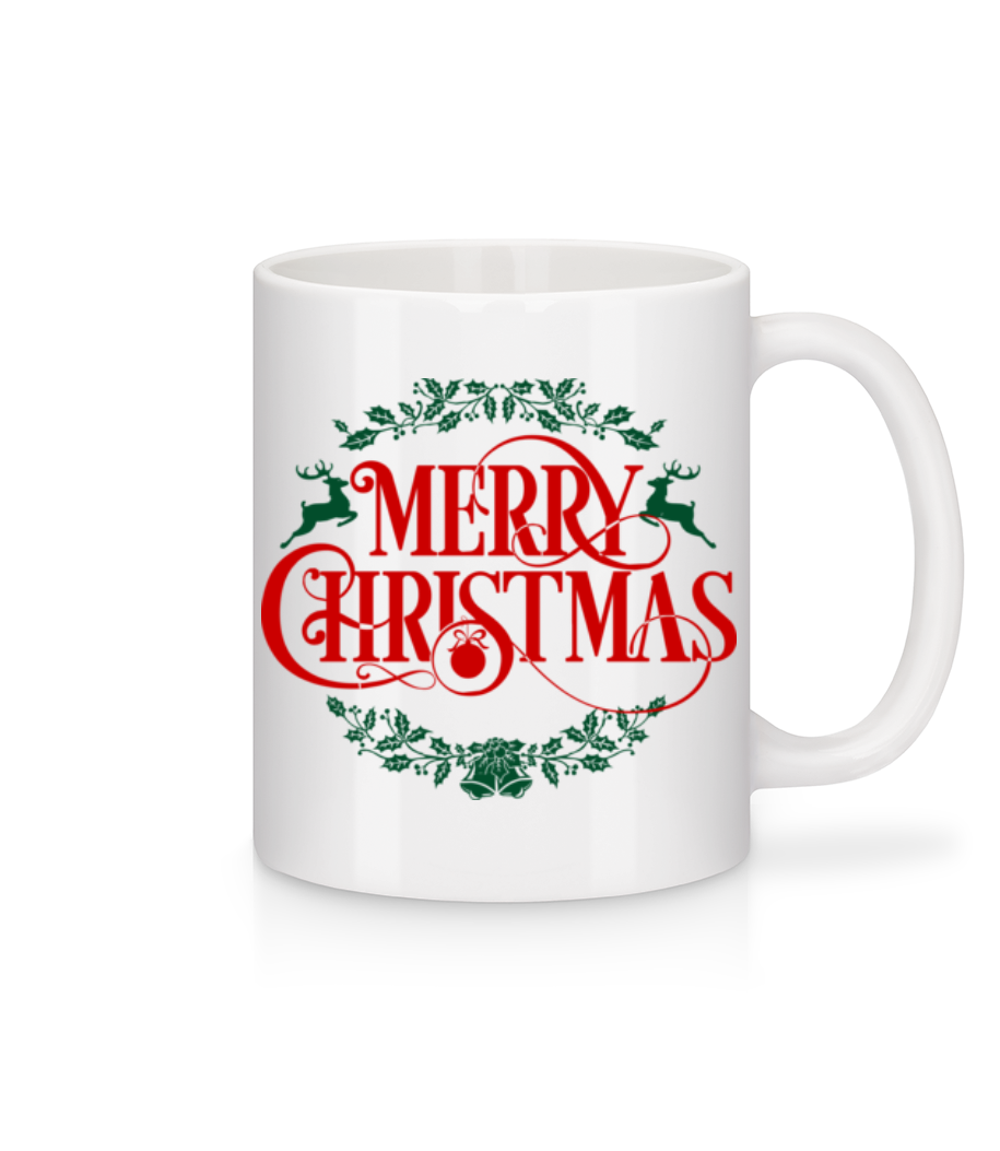 Merry Christmas Label · Mug en céramique blanc