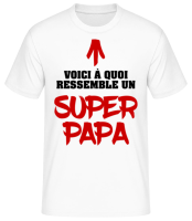 Voici Un Super Papa - T-shirt standard Homme - Blanc - Devant