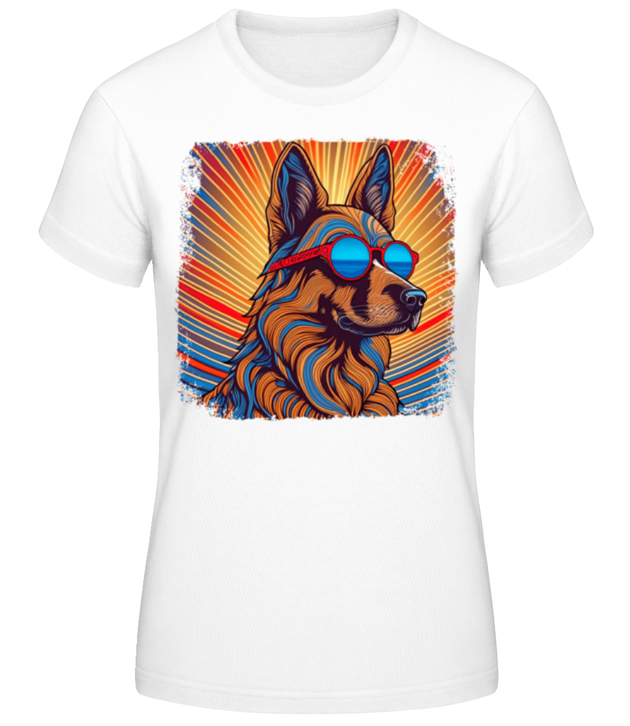 Berger Allemand Look Hippie - T-shirt standard Femme - Blanc - Devant