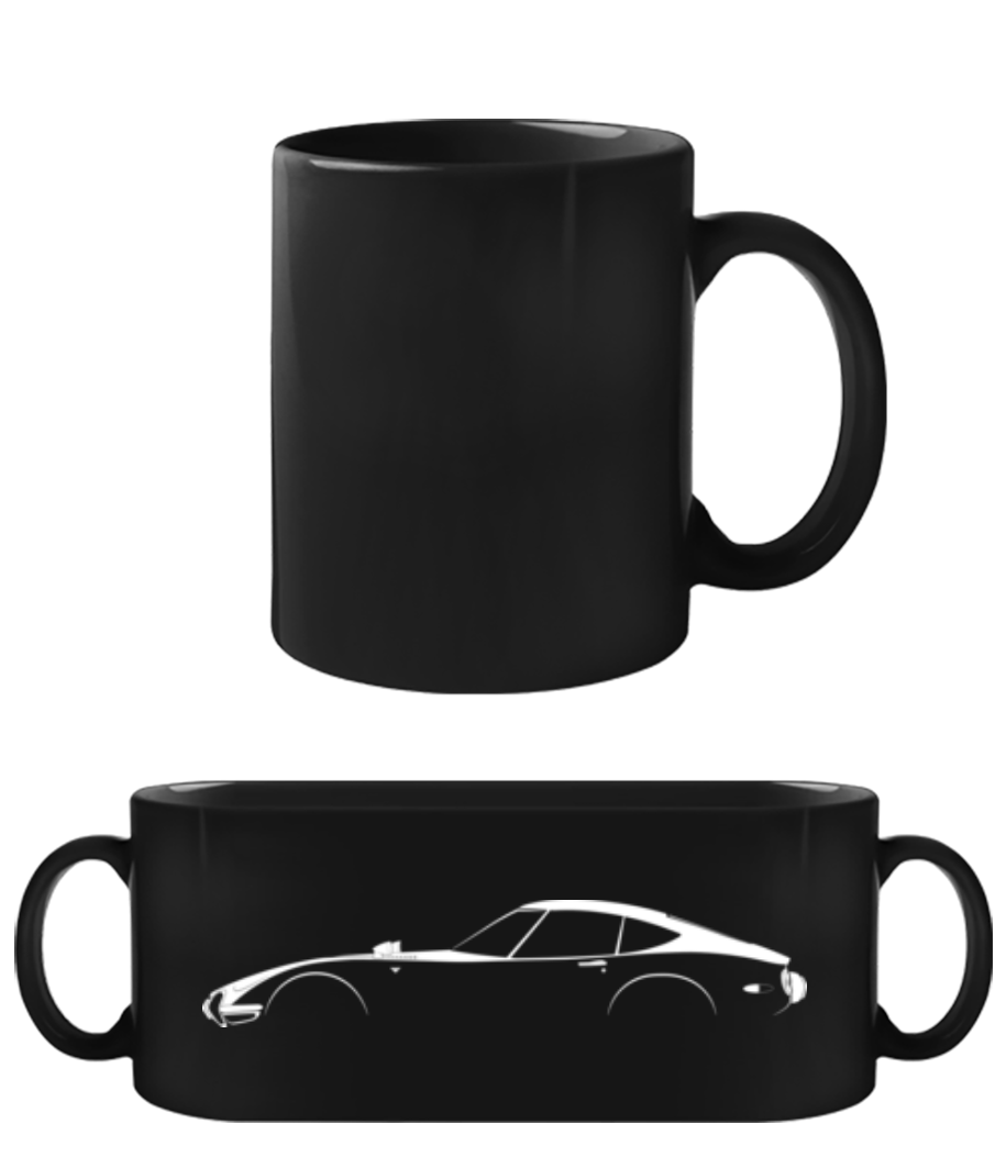 'Toyota 2000GT' Silhouette - Tasse Noire - Noir - Devant