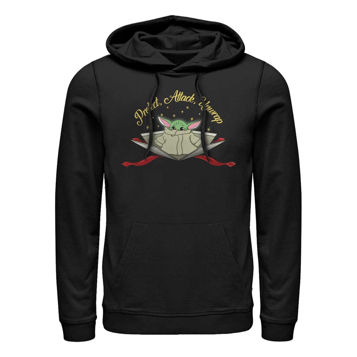 Vorschau: Star Wars - The Mandalorian - The Child Protect Attack Unwrap - Weihnachten - Unisex Hoodie - Schwarz - Vorne