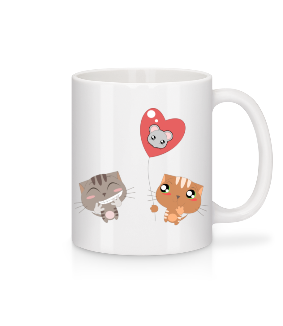 Ballon Cœur Et Chats · Mug en céramique blanc
