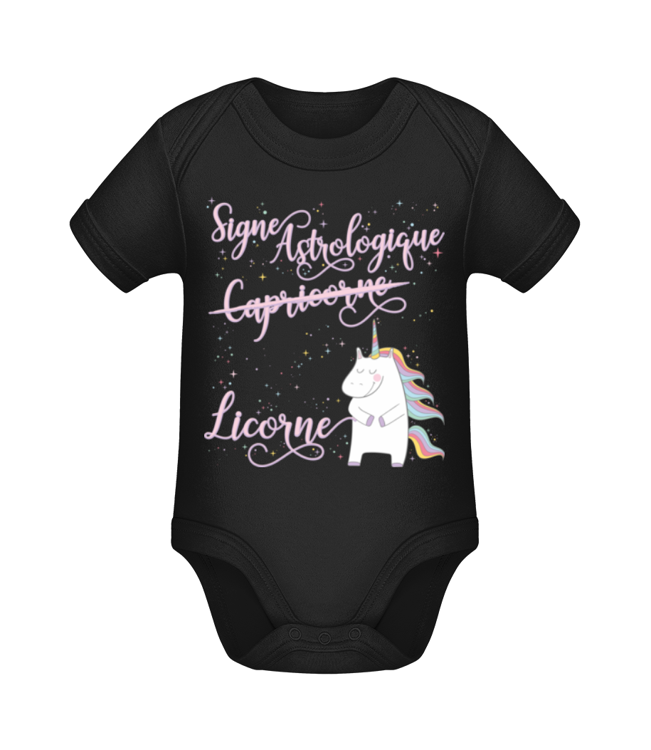 Signe Astrologique Licorne Capricorne · Body manches courtes bio