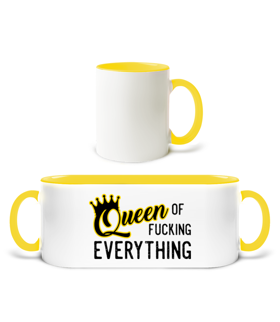 Queen Of Fucking Everything · Mug bicolore en céramique - intérieur de couleur