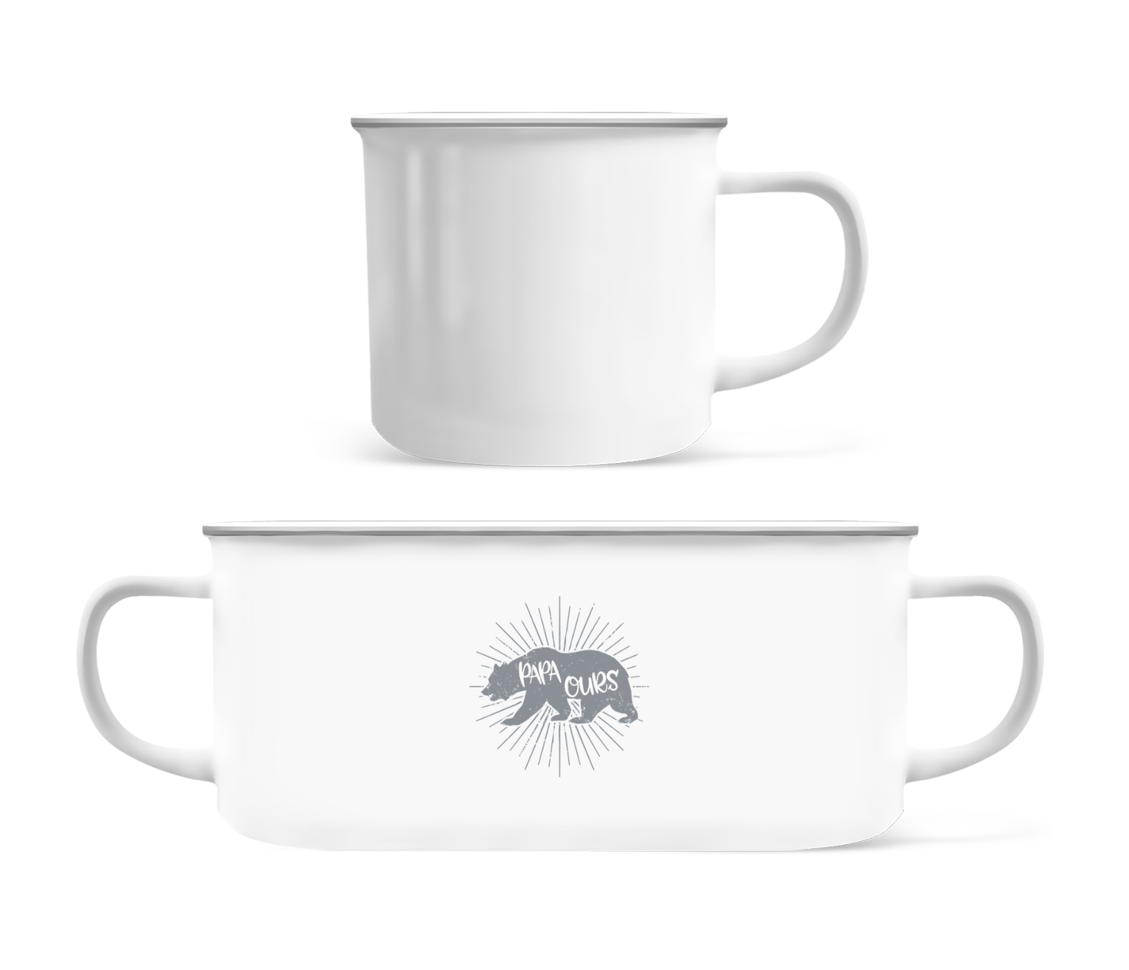 Aperçu: Papa Ours - Tasse Émaillée - Blanc - Devant