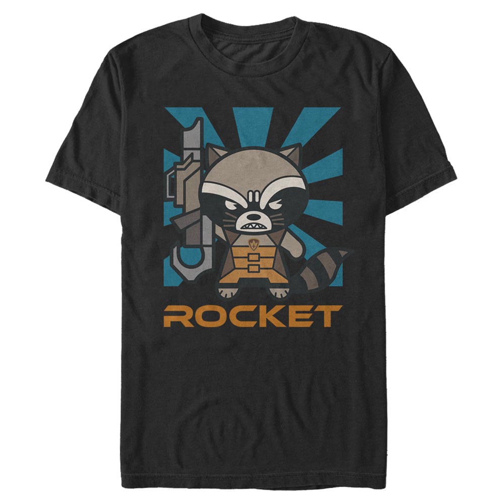 Marvel - Les Gardiens de la Galaxie - Rocket Kawaii - Homme T-shirt - Noir - Devant