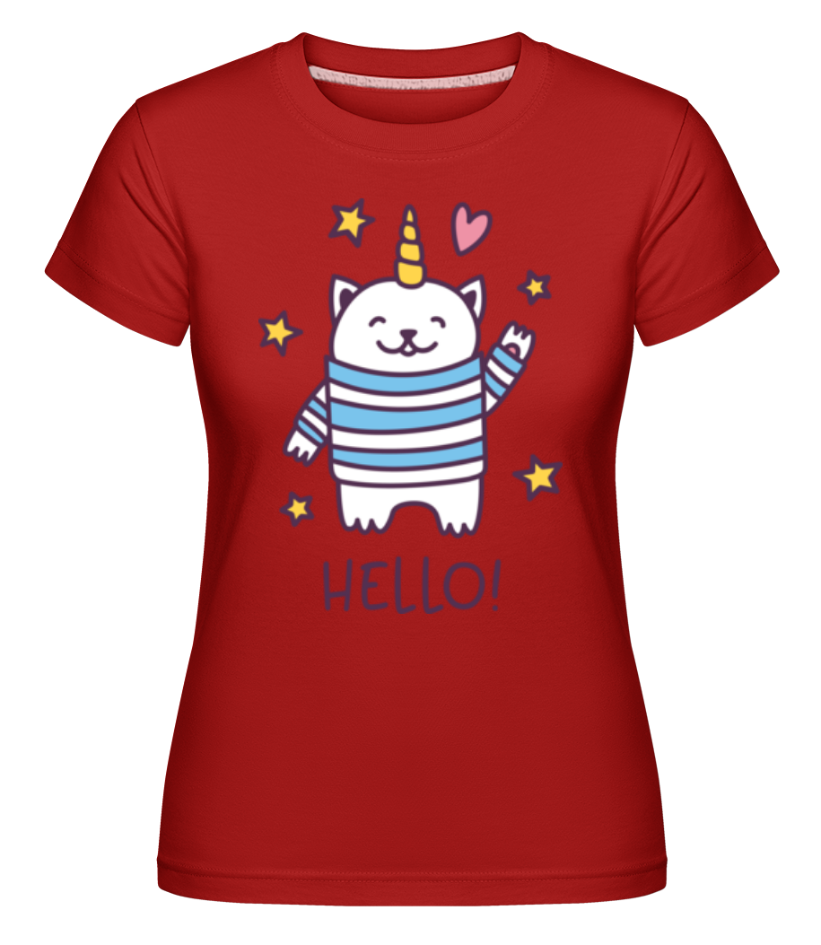 Hello Cat Unicorn -  T-shirt Shirtinator femme - Rouge - Devant