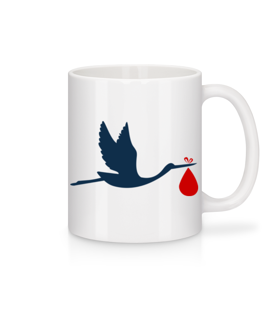Cigogne Amène Bébé · Mug en céramique blanc
