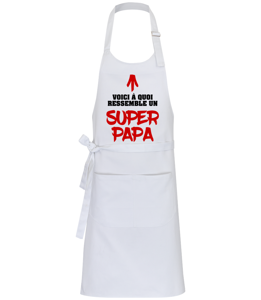 Voici Un Super Papa - Tablier professionnel - Blanc - Devant