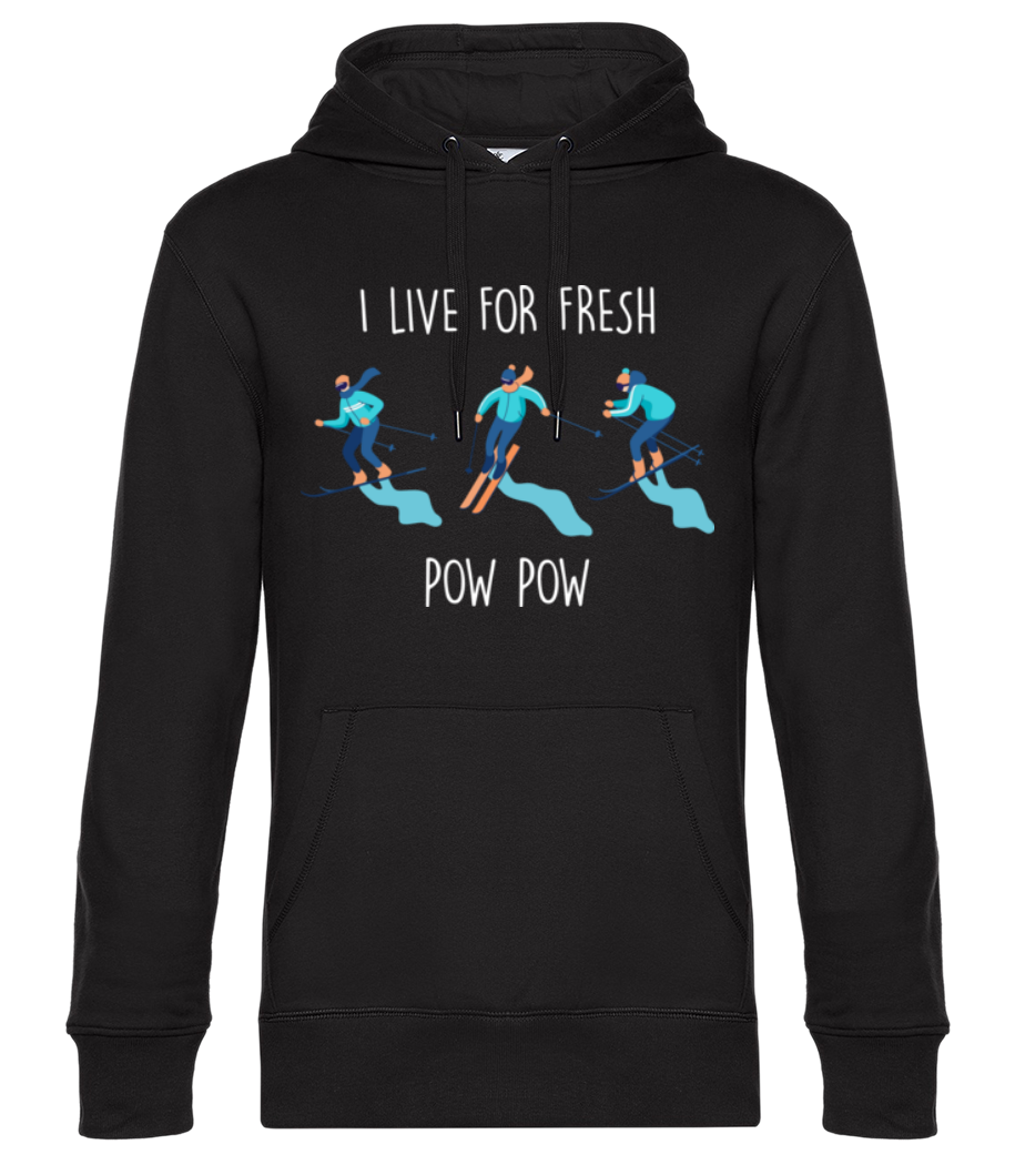 Aperçu: I Live For Fresh Pow - Sweat à capuche premium Unisexe - Noir - Devant