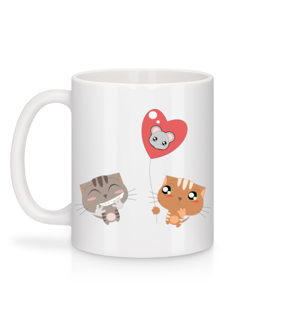 Aperçu: Ballon Cœur Et Chats - Mug en céramique blanc - Blanc - Derrière
