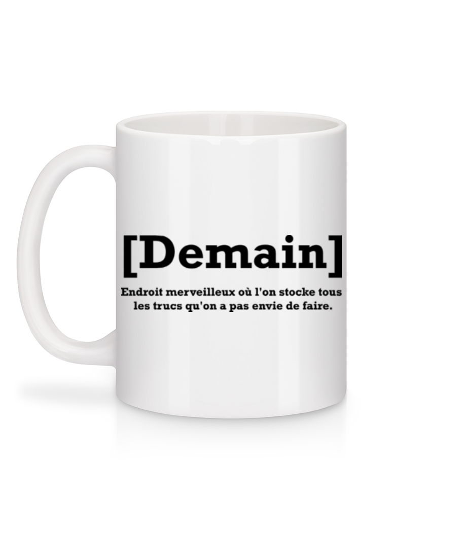 Demain - Mug en céramique blanc - Blanc - Derrière
