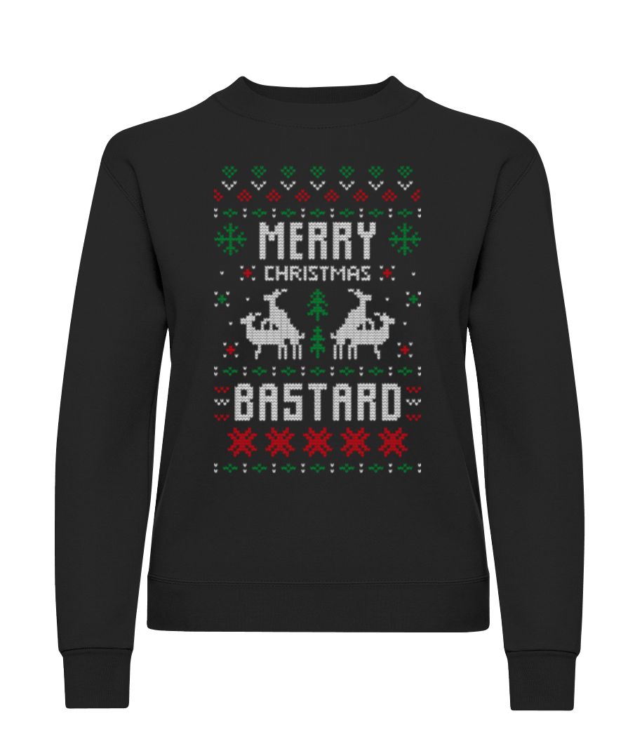 Aperçu: Merry Christmas Bstrd - Sweatshirt Femme - Noir - Devant