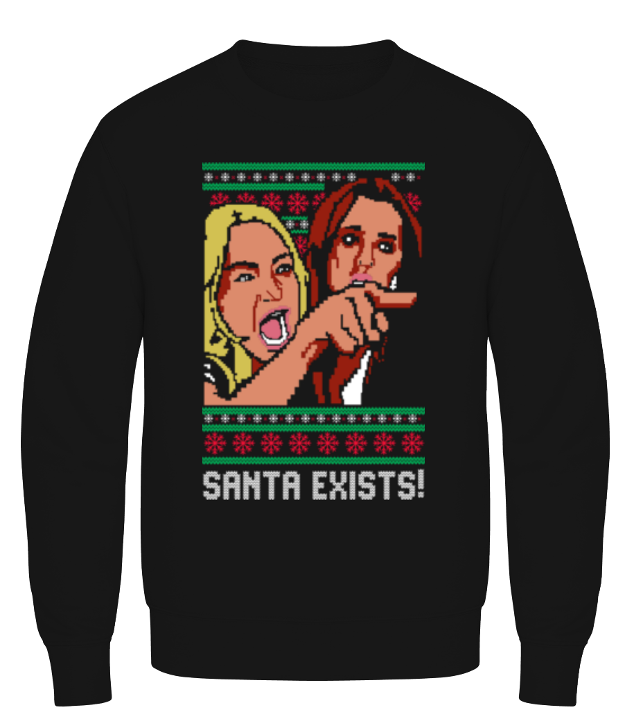 Aperçu: Santa Exists - Sweatshirt Homme - Noir - Devant