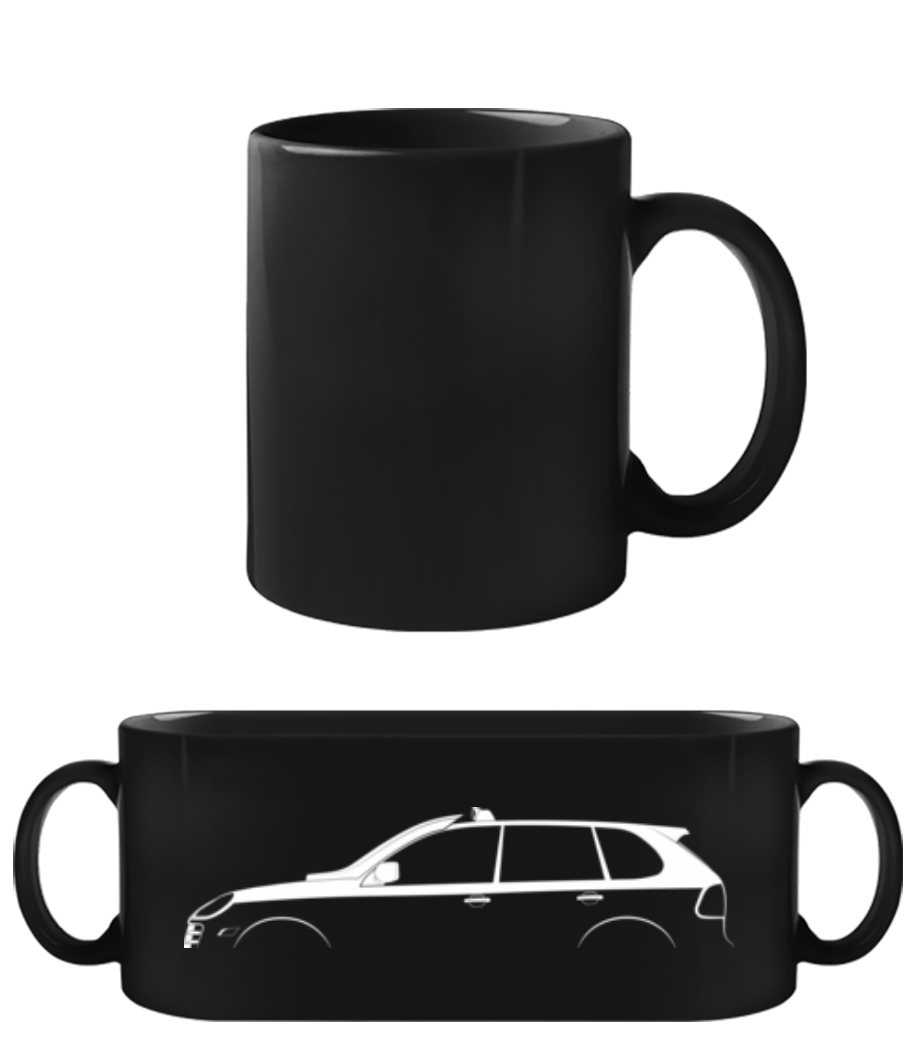 'Porsche Cayenne S 957' Silhouette - Schwarze Tasse - Schwarz - Vorne