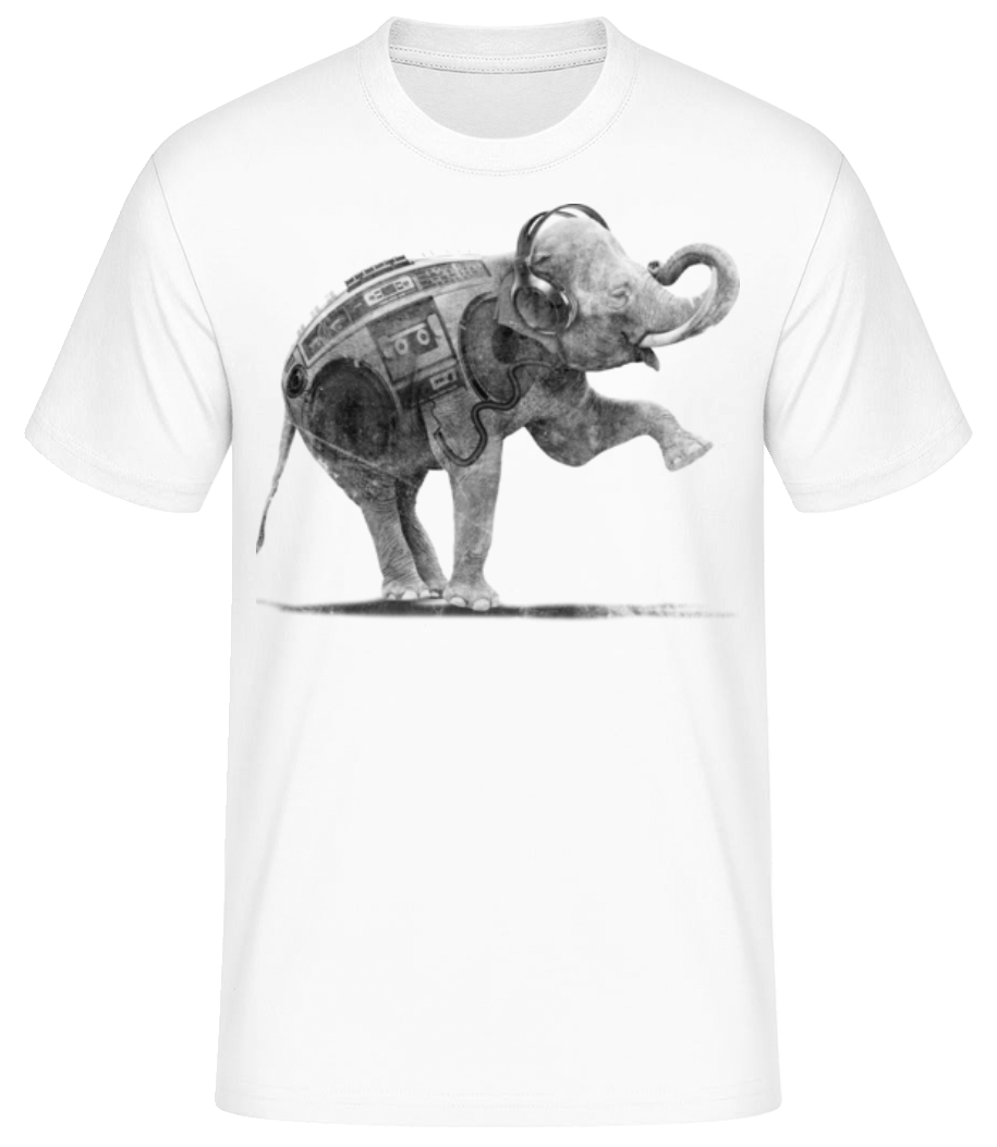 Aperçu: Éléphant De Ghettoblaster - T-shirt standard Homme - Blanc - Devant