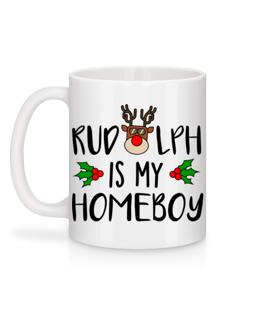 Aperçu: Rudolph Is My Homeboy - Mug en céramique blanc - Blanc - Derrière