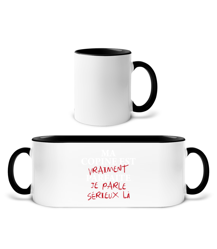Ma Copine Est Parfaite Saint Valentin · Mug bicolore en céramique - intérieur de couleur
