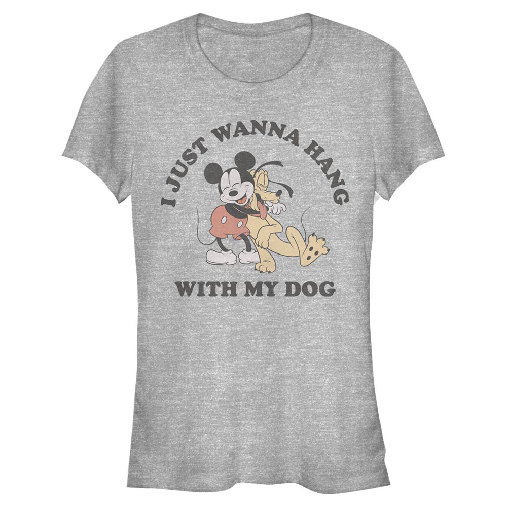 Aperçu: Disney - Mickey Mouse - Mickey & Pluto Mickey Dog Fill Lover - Femme T-shirt - Gris chiné - Devant