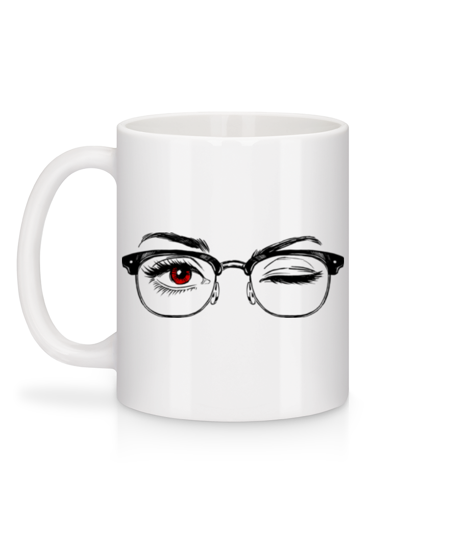 Hipster Yeux Rouge - Mug en céramique blanc - Blanc - Derrière