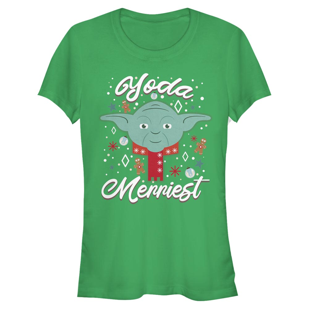 Star Wars - Yoda Merriest - Vianoce - Dámske Tričko - Irish green - Predné
