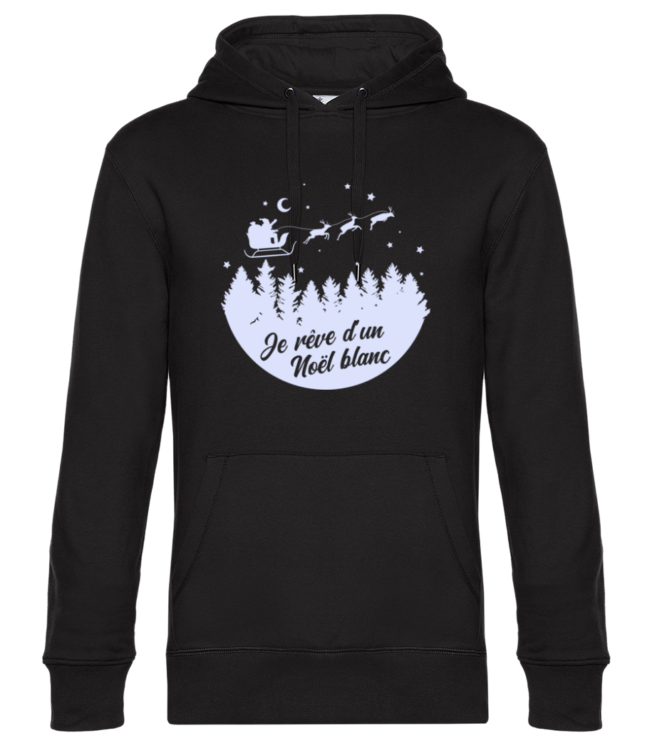 Aperçu: Je Rêve D’un Noël Blanc - Sweat à capuche premium Unisexe - Noir - Devant