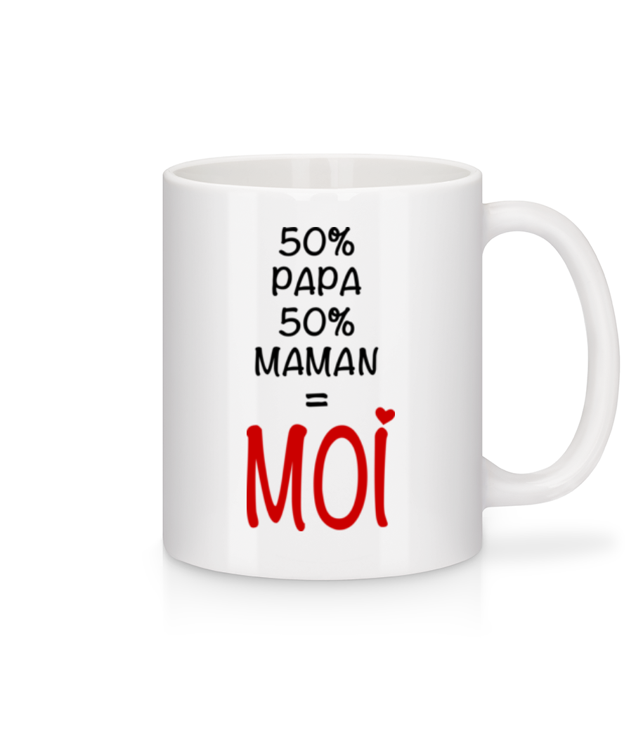 50% Papa, 50% Maman - MOI · Mug en céramique blanc