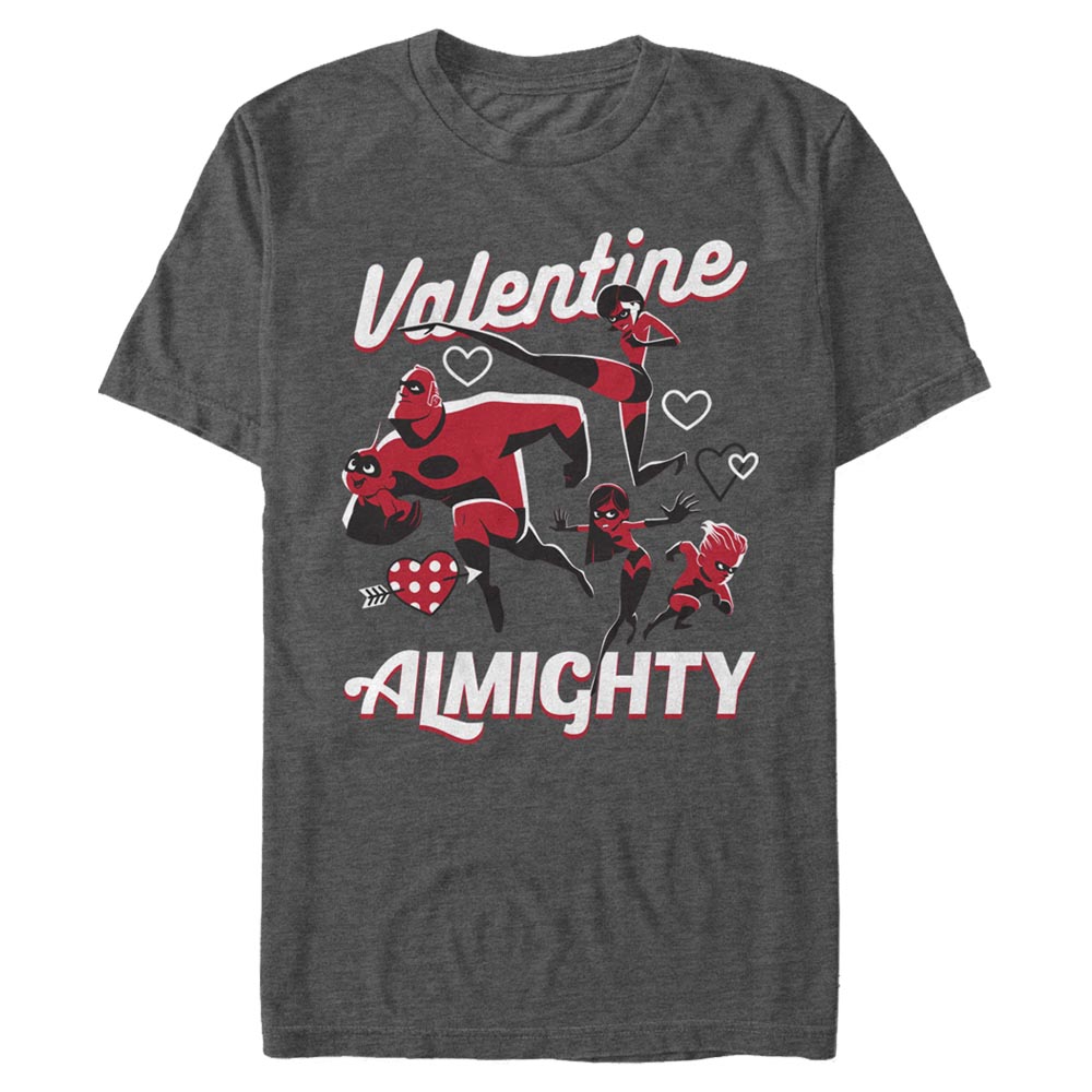 Pixar - Les Indestructibles - Photo de groupe Valentine Almighty - Valentine's Day - Homme T-shirt - Anthracite chiné - Devant