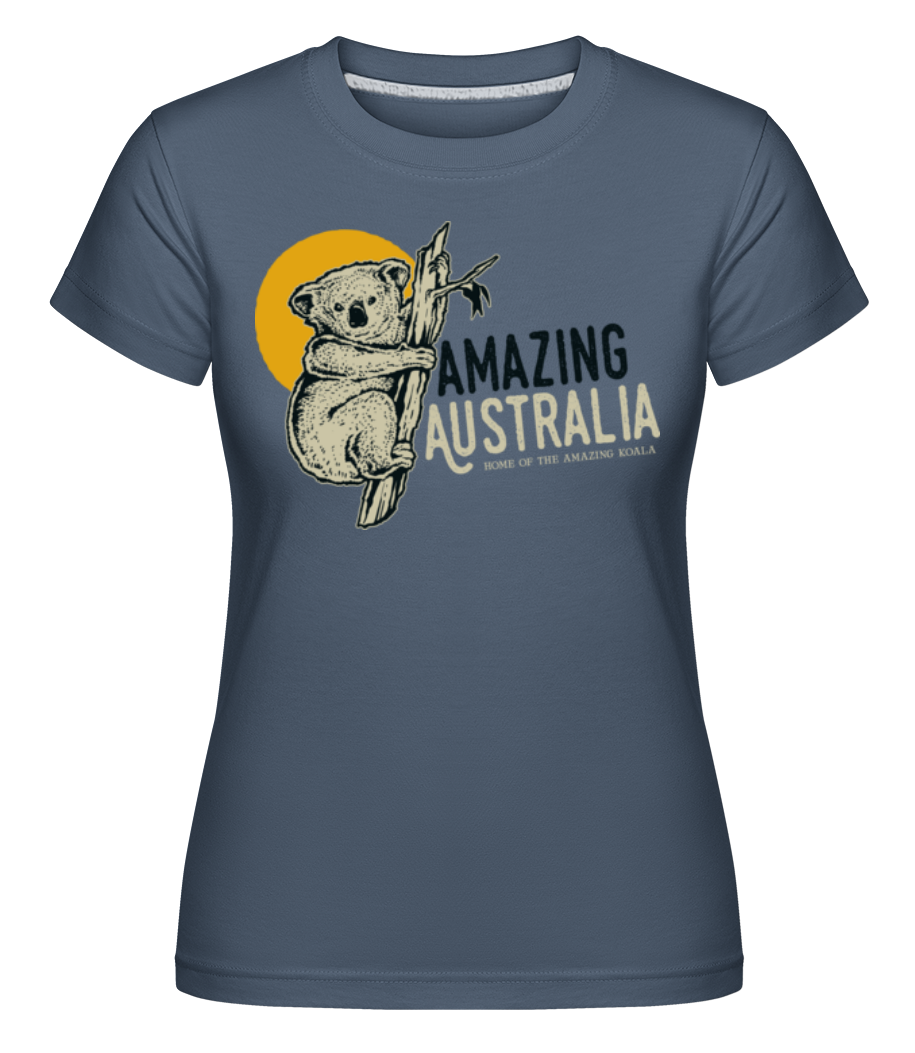Aperçu: Koala Amazing Australia -  T-shirt Shirtinator femme - Bleu denim - Devant
