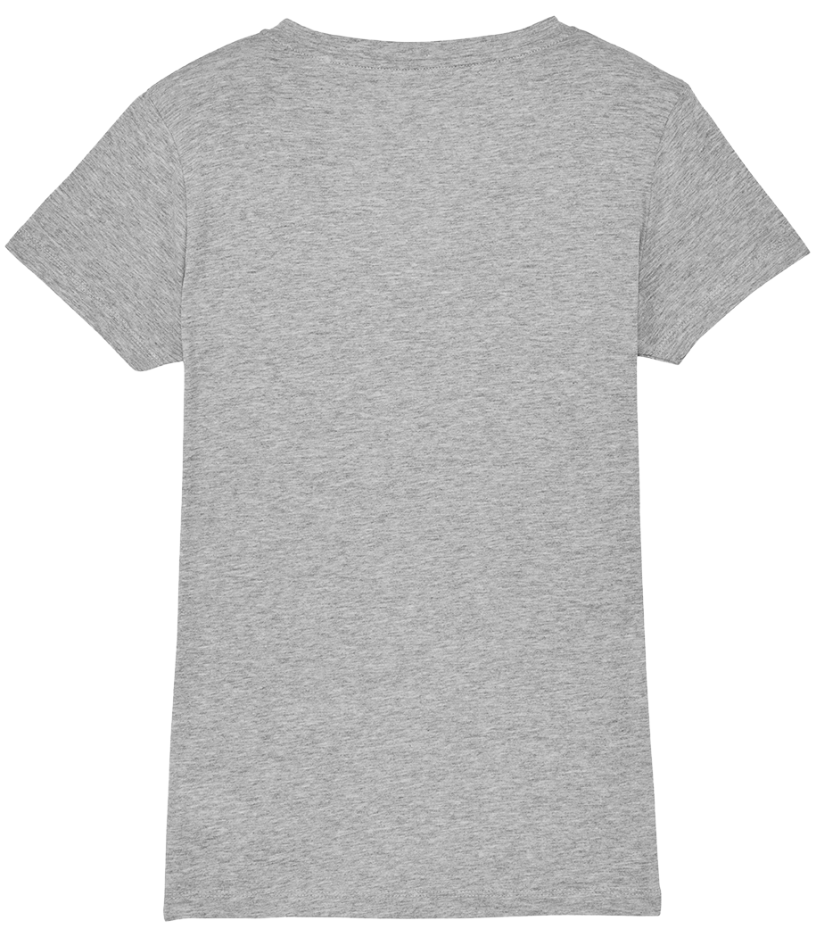 Aperçu: I Love Techno - T-Shirt femme col V en coton biologique Stanley Stella - Gris chiné - Derrière