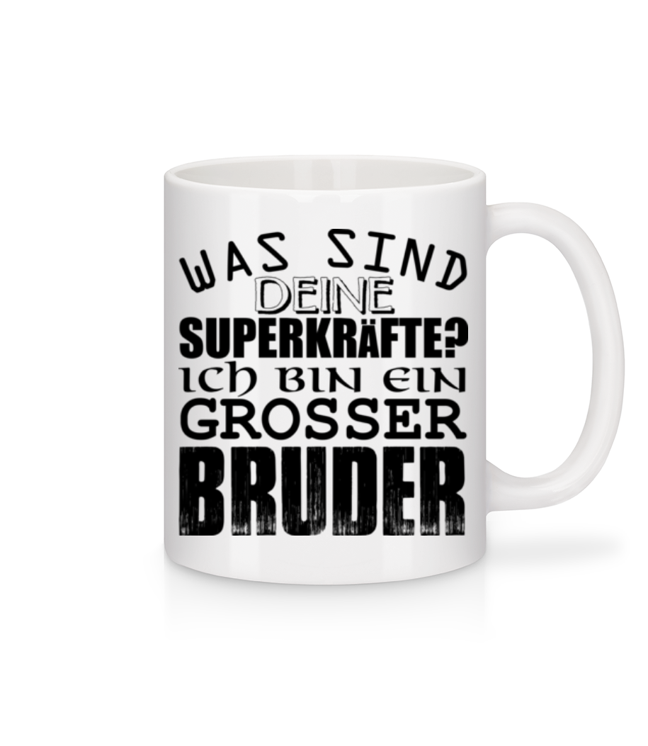 Superkräfte Grosser Bruder - Tasse - Weiß - Vorne