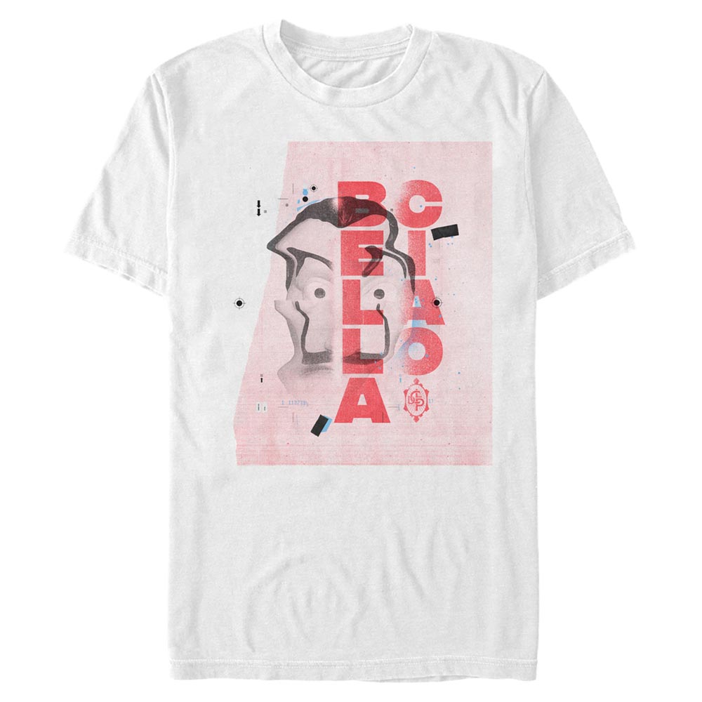 Aperçu: Netflix - La casa de papel - Mask Warped Collage - Homme T-shirt - Blanc - Devant