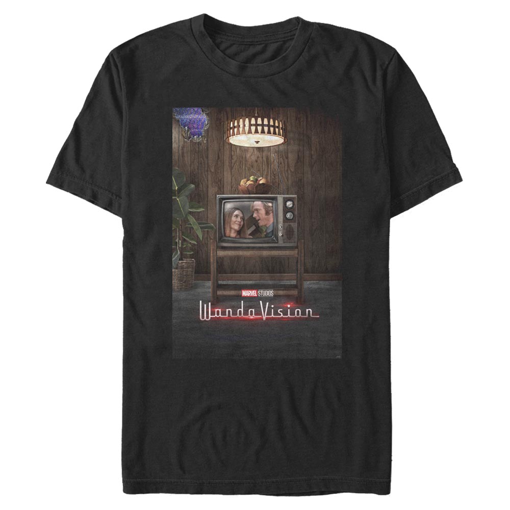 Marvel - WandaVision - La Sorcière rouge & Vision WV Poster 70s - Homme T-shirt - Noir - Devant