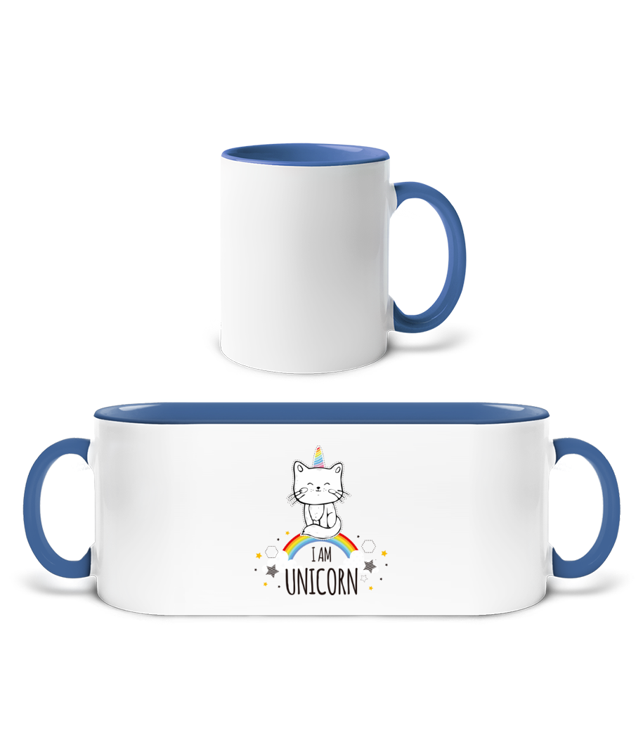 I Am Unicorn · Mug bicolore en céramique - intérieur de couleur