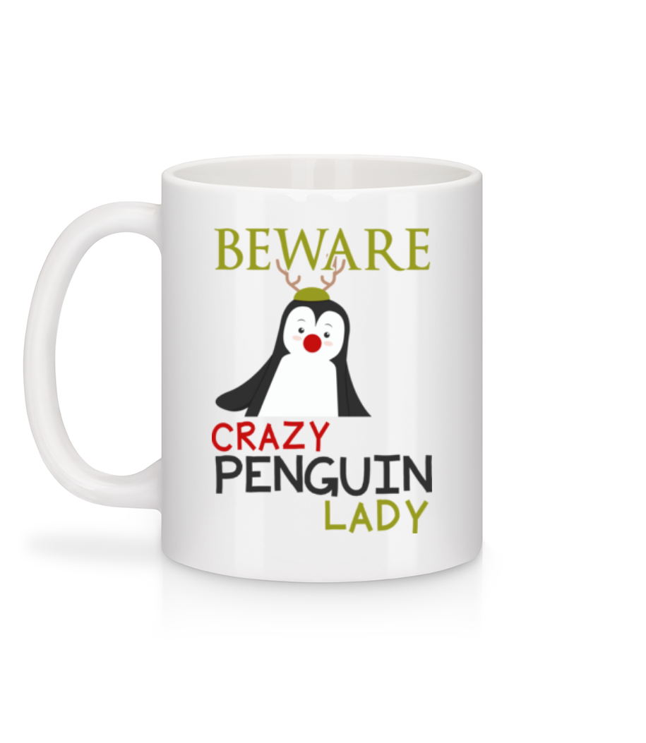 Aperçu: Beware Of Penguin Lady - Mug en céramique blanc - Blanc - Derrière