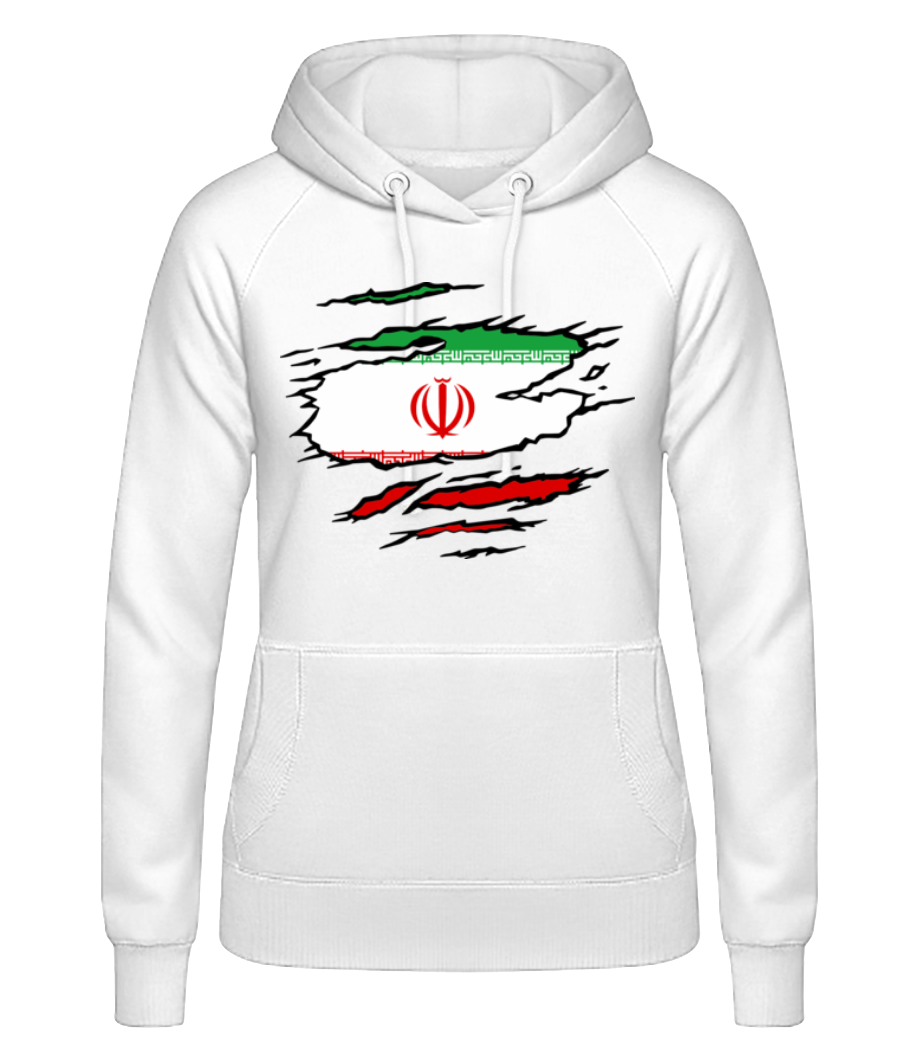 Aperçu: Drapeau mûré Iran - Sweat à capuche Femme - Blanc - Devant
