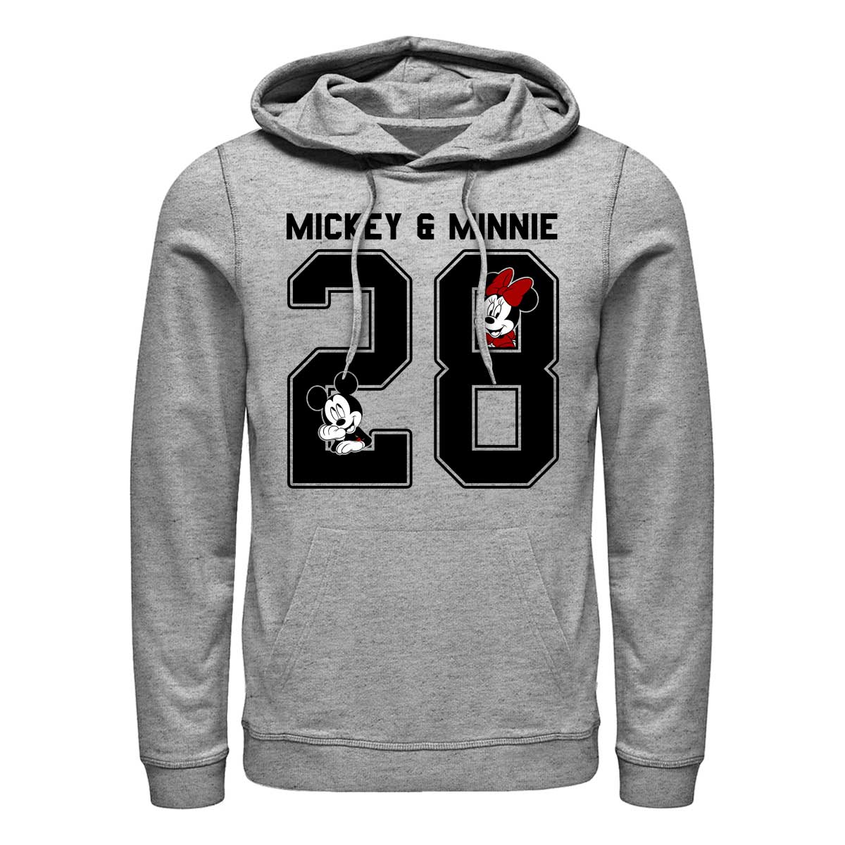 Aperçu: Disney - Mickey Mouse - Minnie Mouse Mickey Minnie Collegiate - Unisex Sweat à capuche - Gris chiné - Devant