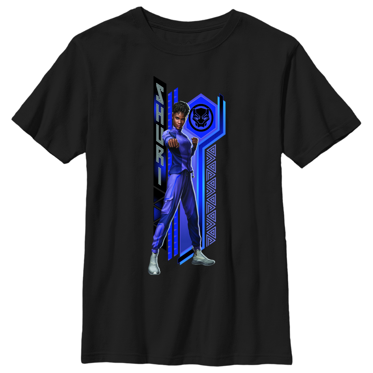Aperçu: Marvel - Panthère noire Wakanda pour toujours - Shuri Pattern - Enfant T-shirt - Noir - Devant