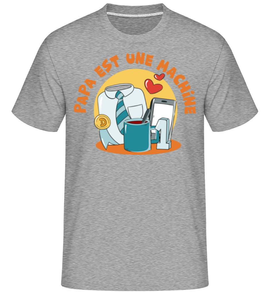 Aperçu: Papa Machine -  T-Shirt Shirtinator homme - Gris chiné - Devant