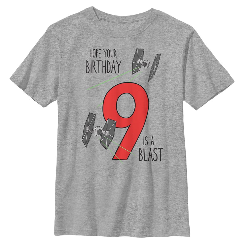 Aperçu: Star Wars - TIE Fighter Blast Birthday - Birthday - Enfant T-shirt - Gris chiné - Devant