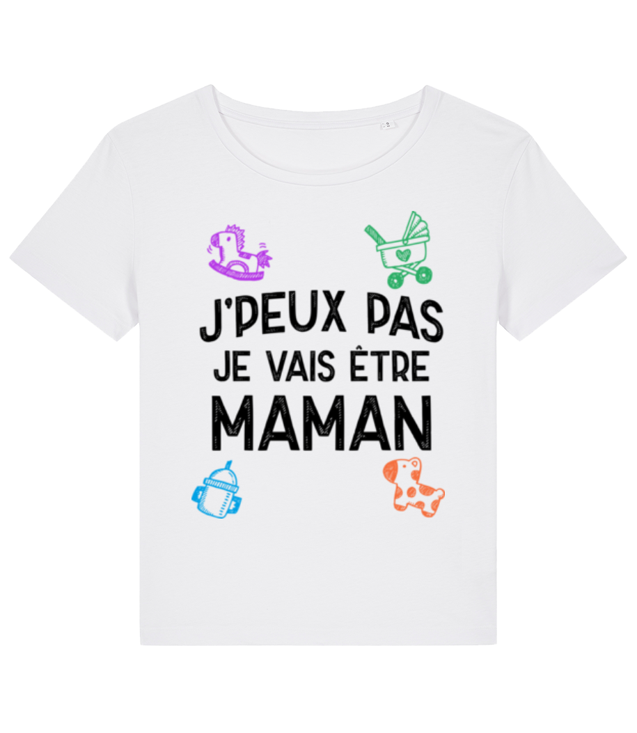 Aperçu: J'peux Pas Je Vais Être Maman - T-shirt bio Femme Stanley Stella 2.0 - Blanc - Devant