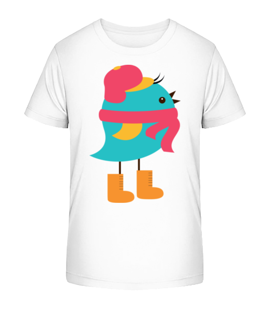 Aperçu: Echarpe D'Oiseau D'Hiver - T-shirt bio Enfant Stanley Stella 2.0 - Blanc - Devant