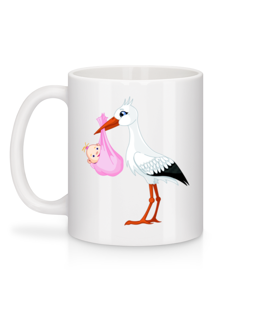 Aperçu: Cigogne Amène Bébé - Mug en céramique blanc - Blanc - Derrière