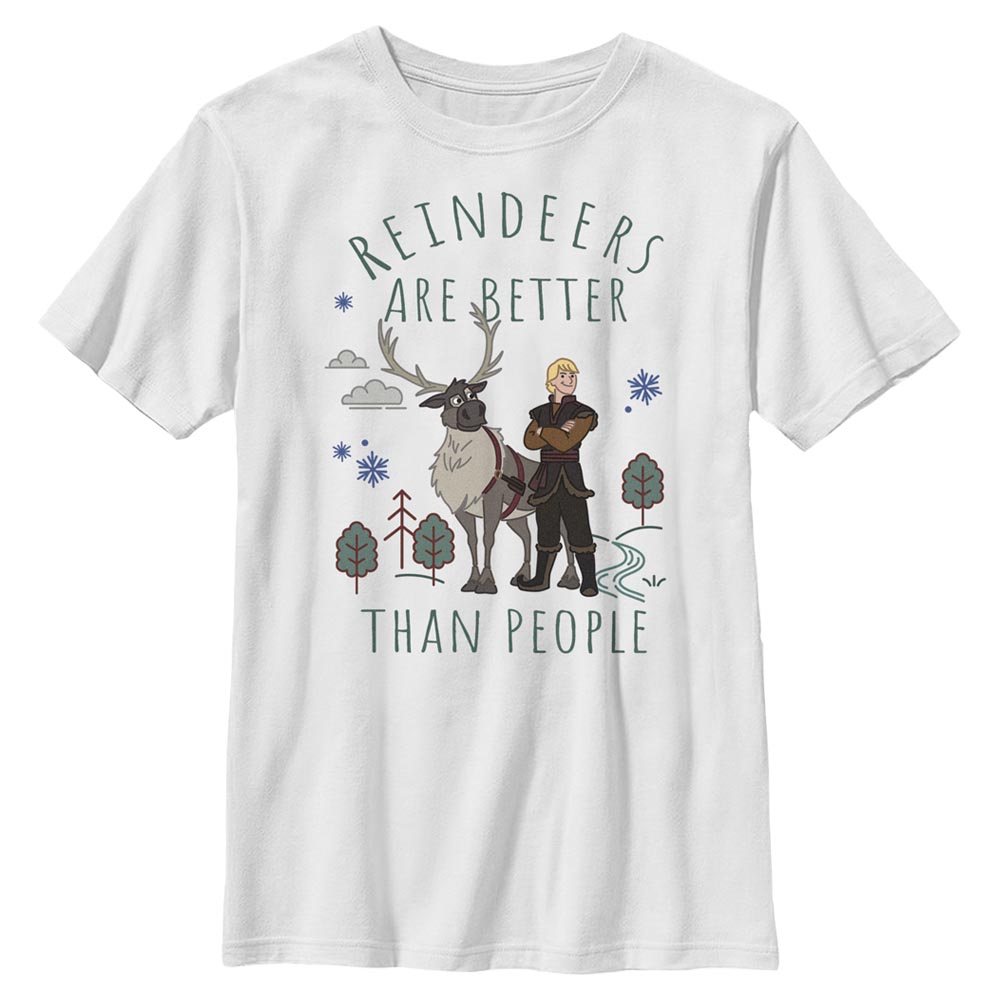 Aperçu: Disney - La Reine des neiges - Kristoff & Sven Better Reindeers - Enfant T-shirt - Blanc - Devant