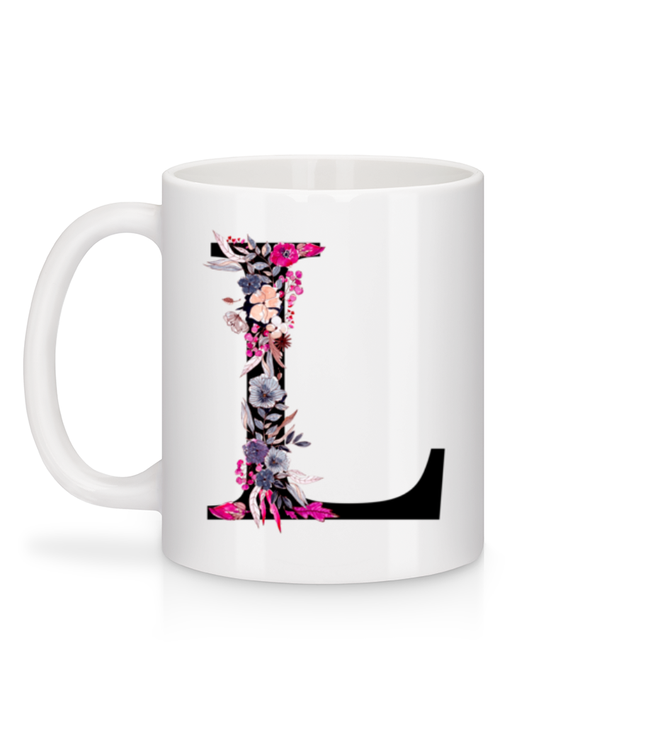 Aperçu: Fleurs Initiale L - Mug en céramique blanc - Blanc - Derrière