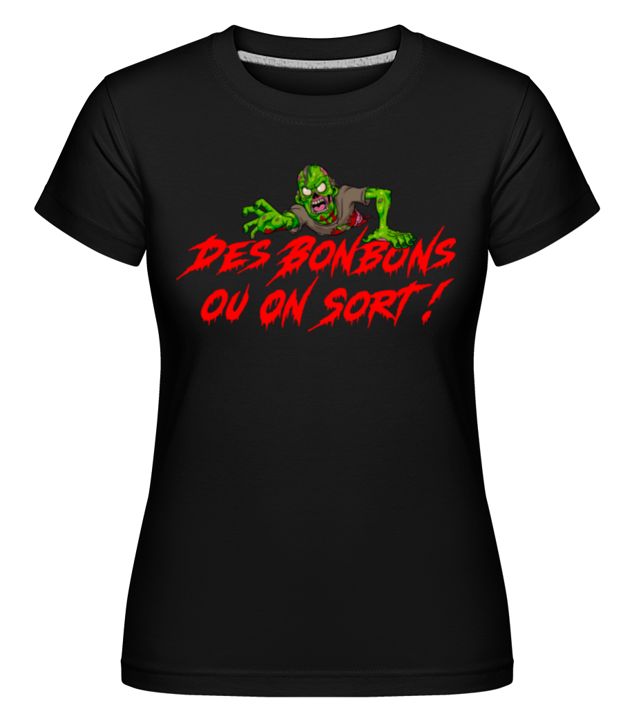 Aperçu: Des Bonbons Ou On Sort -  T-shirt Shirtinator femme - Noir - Devant