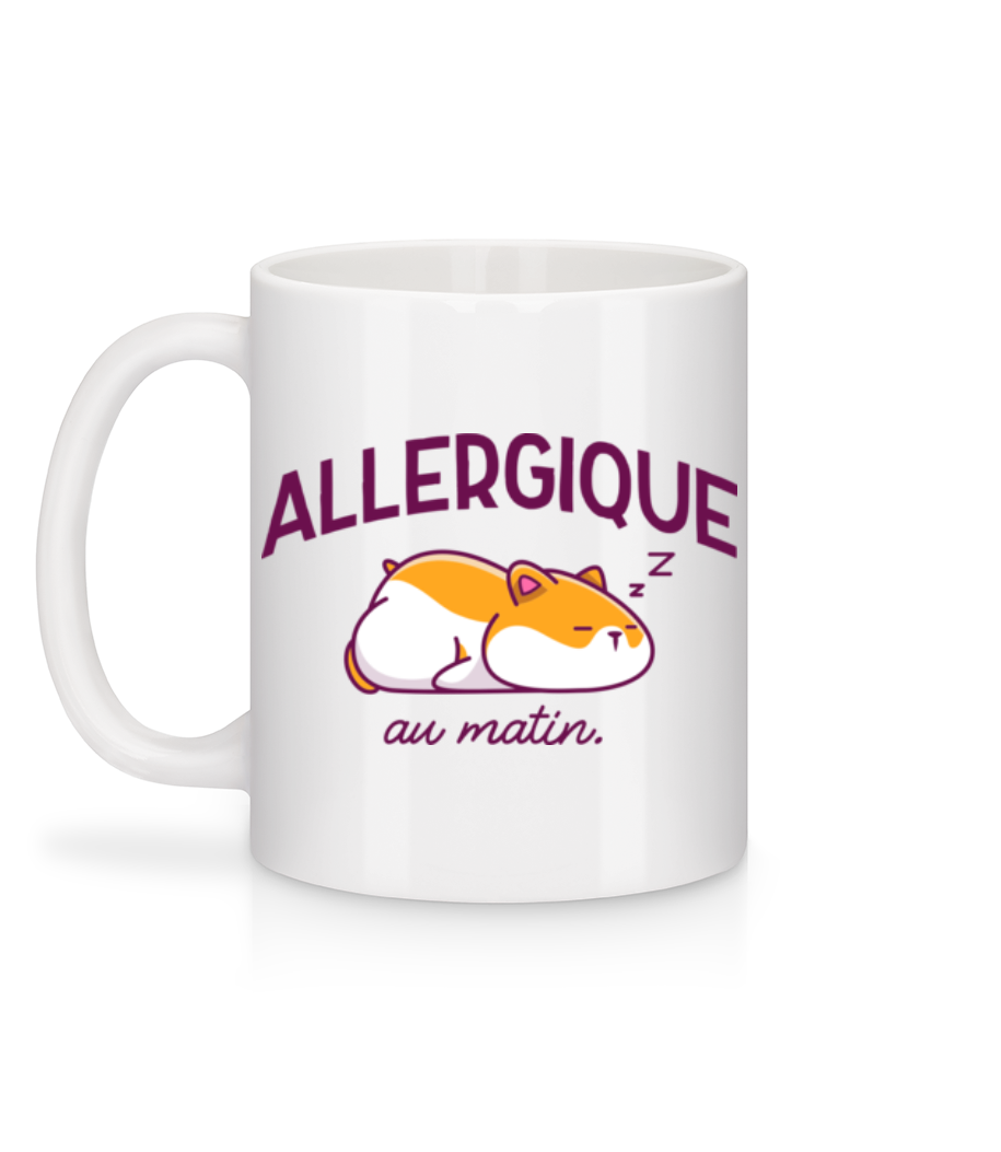 Aperçu: Allergique Au Matin - Mug en céramique blanc - Blanc - Derrière