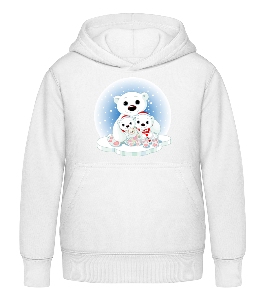 Famille Des Ours Polaires - Sweat à capuche Enfant - Blanc - Devant